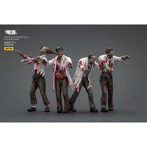 Joy Toy Dark Source Zombie Male Scientists 1:25 Scale Action Figure 4-Pack