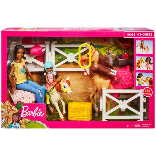 barbie hugs and horses playset