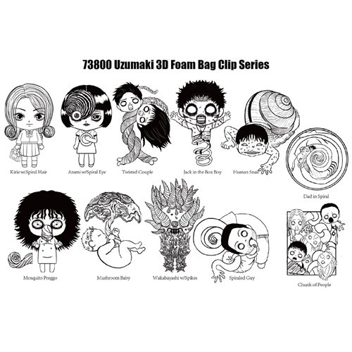 Uzumaki 3D Foam Bag Clip Random 6-Pack