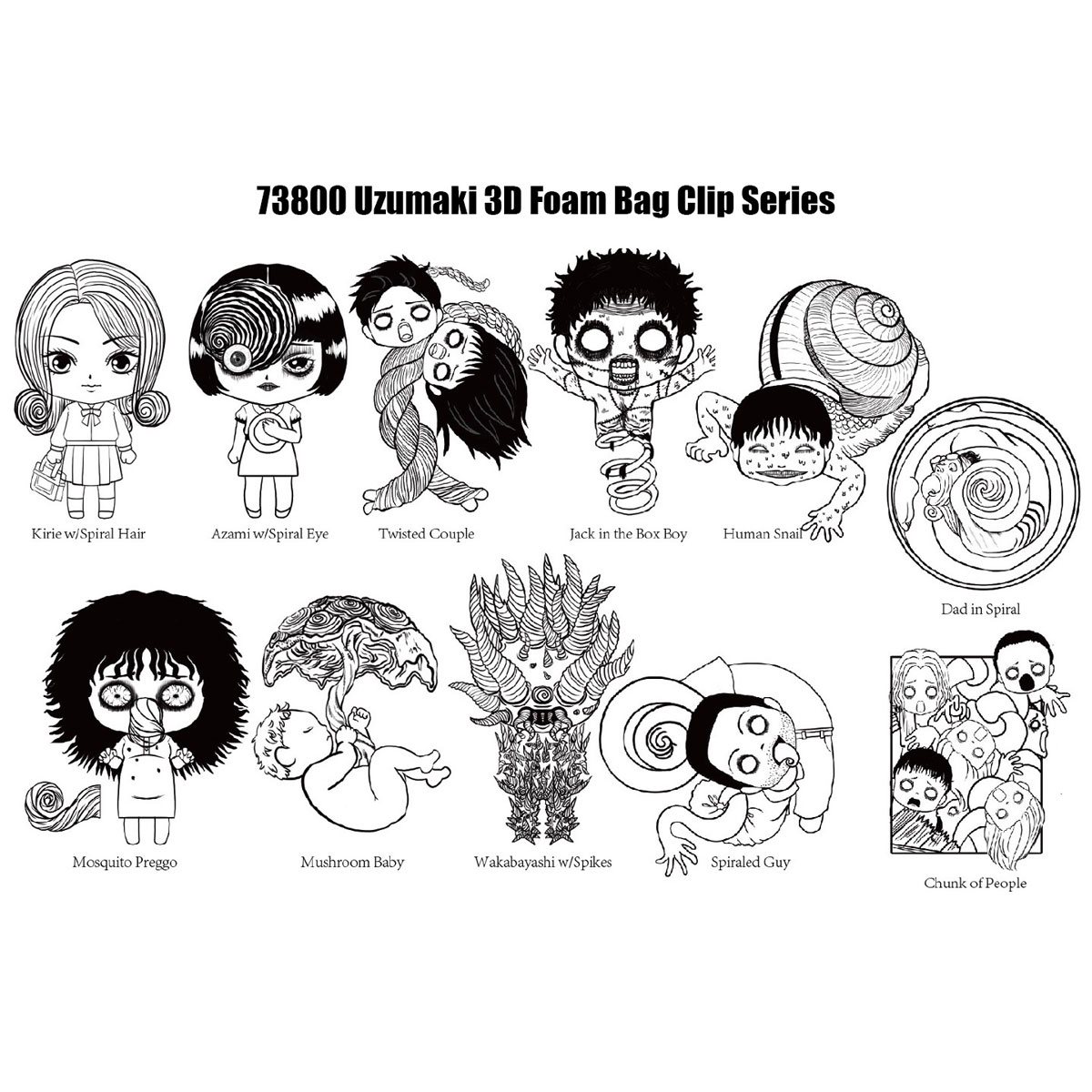 Uzumaki 3D Foam Bag Clip Display Case Of 24 - Entertainment Earth