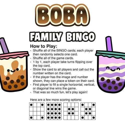 Boba Family Bingo Game