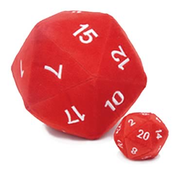 20-Sided Red Fuzzy Dice 8-inch Plush