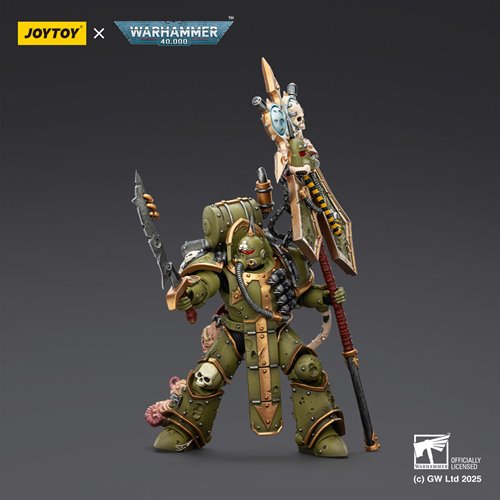 Joy Toy Warhammer 40,000 Death Guard Plague Marine lcon Bearer with Boltgun and Plague Knife 1:18 Sc