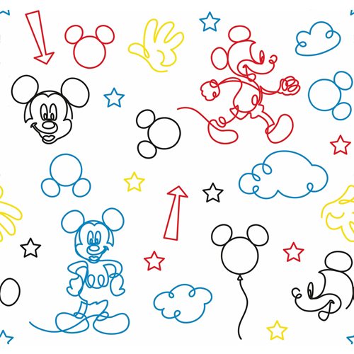 Mickey Mouse Line Art Red Peel and Stick Wallpaper