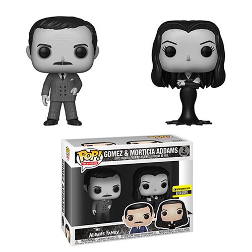 Funko Pop The Addams Family Morticia and Gomez Black-and-White Vinyl 2-Pack Entertainment Earth Exclusive TV 