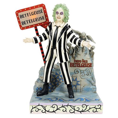 Beetlejuice LED Sign and Gravestone by Jim Shore Statue