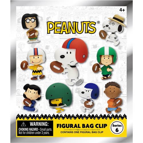 Peanuts Football Theme Series 6 3D Foam Bag Clip Display Case of 24