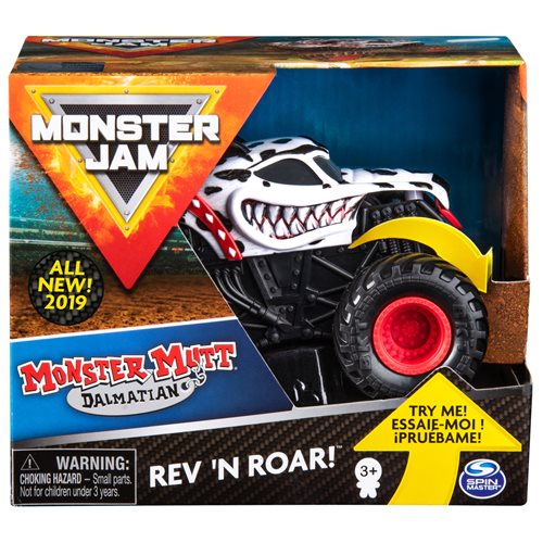 Monster Jam Mutt Dalmatian Rev 'N Roar 1:43 Scale Monster Truck Vehicle