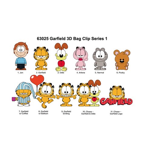 Garfield 3D Foam Bag Clip Random 6-Pack