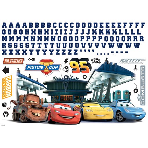Cars Peel and Stick Giant Wall Decals with Alphabet
