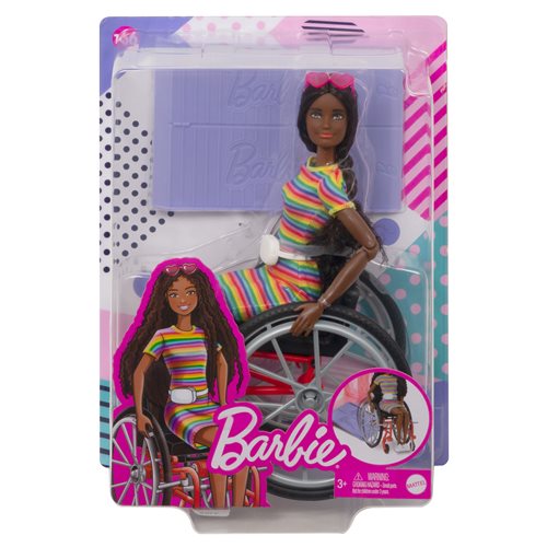 Barbie Fashionista Doll #166 with Wheelchair and Crimped Brunette Hair