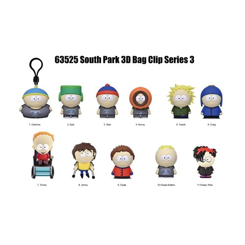 South Park Series 3 3D Foam Bag Clip Display Case of 24