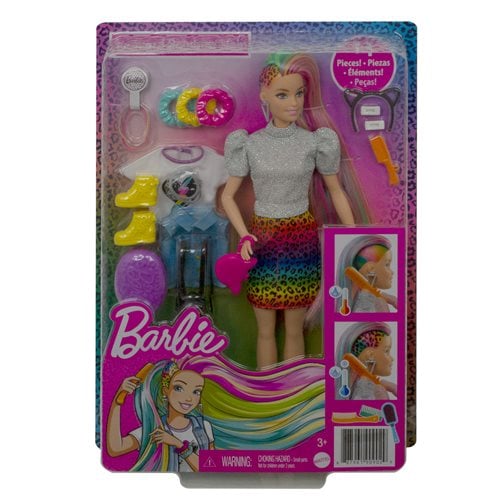 Barbie Leopard Rainbow Color Change Hair Doll