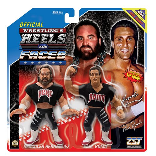 Wrestling's Heels and Faces Black Gear Hercules Hernandez and Paul Roma 4 1/2-Inch Scale Action Figure 2-Pack