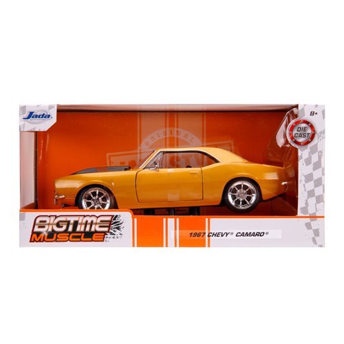Bigtime Muscle 1967 Chevy Camaro Gold with Black Stripes 1:24 Scale Die-Cast Metal Vehicle