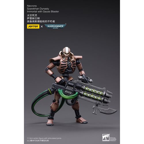 Joy Toy Warhammer 40,000 Necrons Szarekhan Dynasty Immortal with Gauss Blaster 1:18 Scale Action Fig