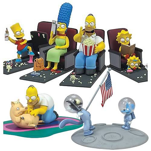 Simpsons Movie Figure Set of 5 all in neat Movie Chairs with Homer Bart Etc 