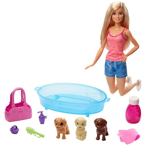 Barbie Puppy Bath Time Caucasian Doll Playset, Not Mint