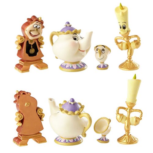 Disney Showcase Beauty and the Beast Enchanted Objects Statue Set of 4
