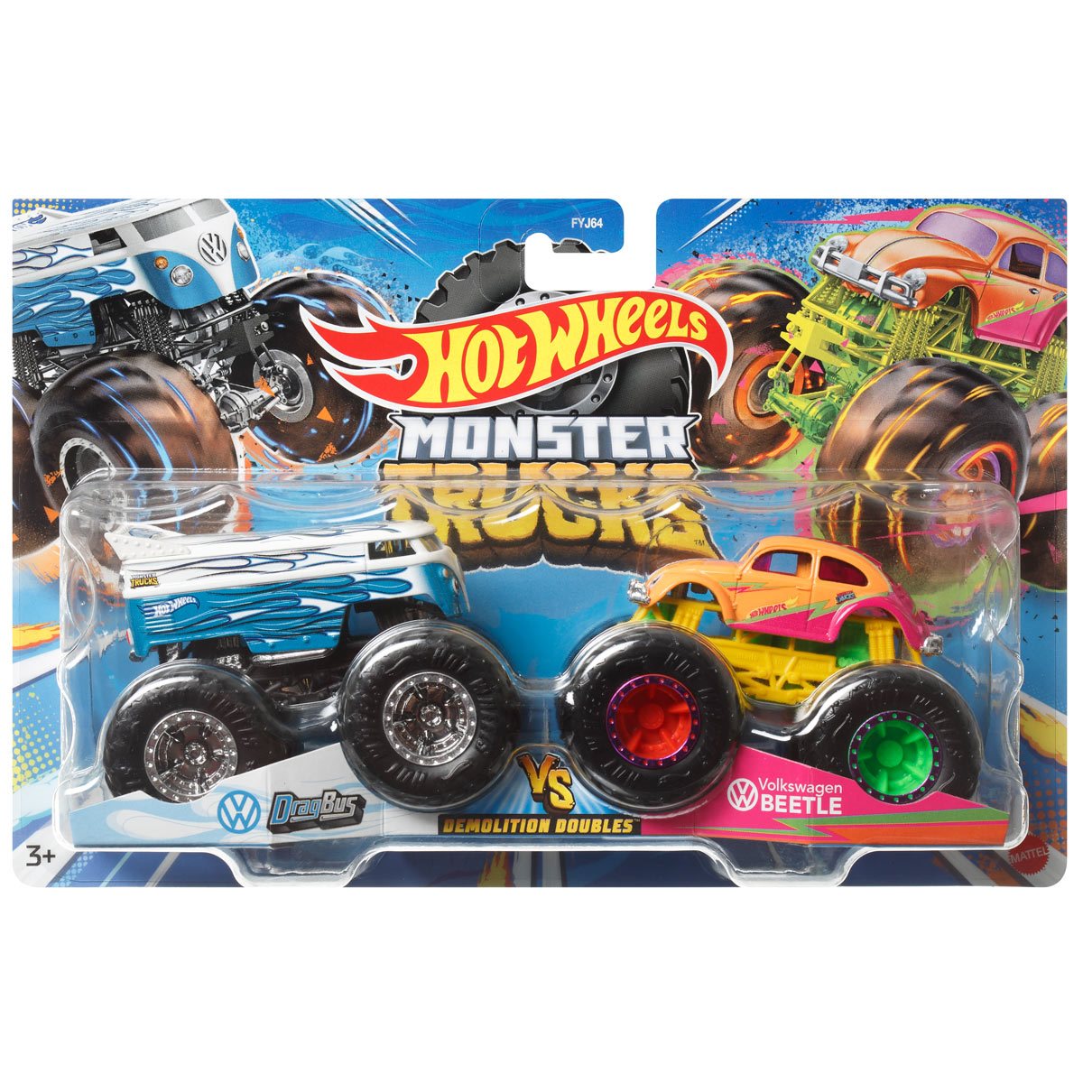 Hot Wheels Monster Trucks Silverado VS Ford Raptor Demolition Doubles