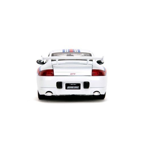 Hyper-Spec Porsche 911 GT3 996 White with Red Stripes 1:24 Scale Die-Cast Metal Vehicle