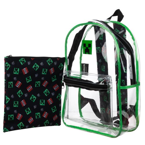 Minecraft Creeper Clear Backpack with Removable Pouch