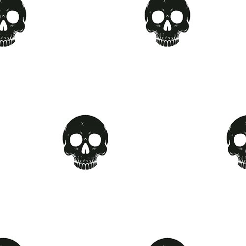 Cruella Glamour Skulls in Black Peel and Stick Wallpaper