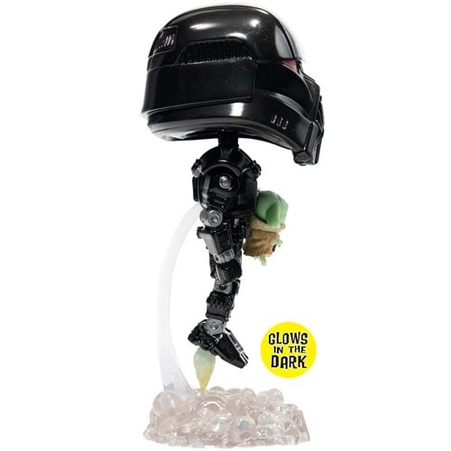 Star Wars: The Mandalorian Dark Trooper with Grogu Glow-in-the-Dark Pop! Vinyl Figure - Entertainmen