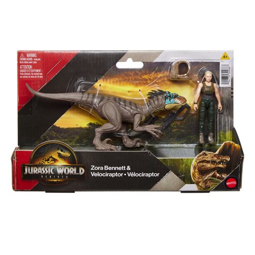 Jurassic World Rebirth Zora Bennett and Velociraptor Action Figure 2-Pack