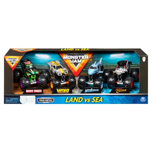 Monster Jam Land vs. Sea 1:64 Scale Die-Cast Vehicles 4-Pack