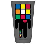 Rubik's Cube Head and Heart Pint Glass