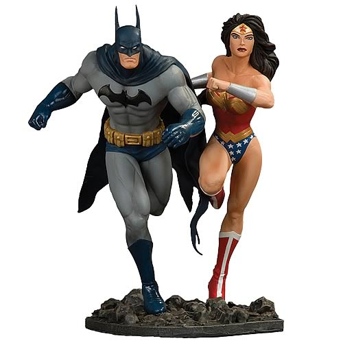 JLA Batman and Wonder Woman Build a Scene Statue