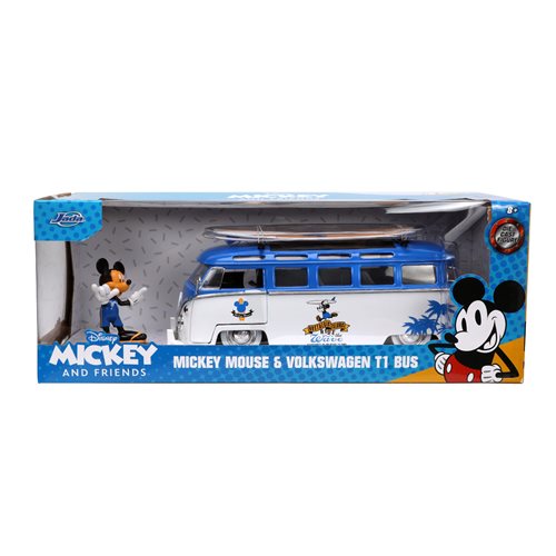 Mickey Mouse Volkswagen Surf Bus 1:24 Scale Die-Cast Metal Vehicle with Figure