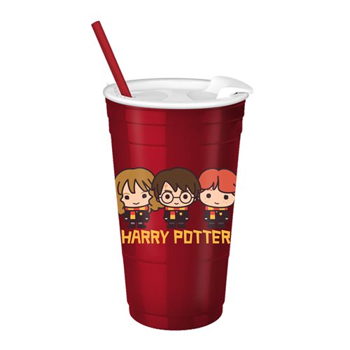 Harry Potter Chibi Trio Dots 32oz Plastic Party Cup with Lid and Straw