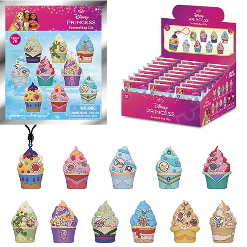 Disney Princesses Cupcakes Series 70 Scented 3D Foam Bag Clip Display Case of 24