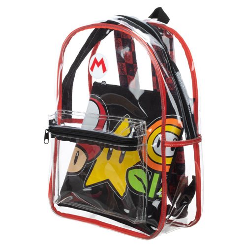 Super Mario Clear Backpack with Removable Pouch