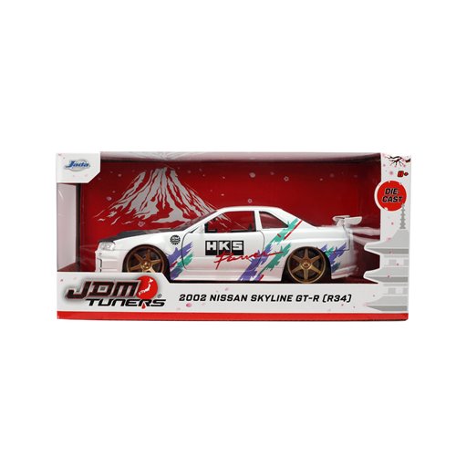 JDM Tuners 2002 Nissan Skyline GT-R R34 Glossy White 1:24 Scale