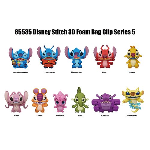 Lilo & Stitch Stitch Series 5 3D Foam Bag Clip Display Case of 24