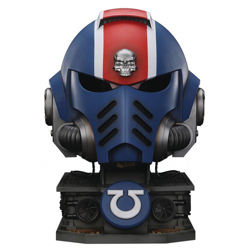 Joy Toy Warhammer 40,000 Ultramarines Lieutenant Titus' MKX 1:1 Scale Roleplay Helmet Prop Replica with Stand