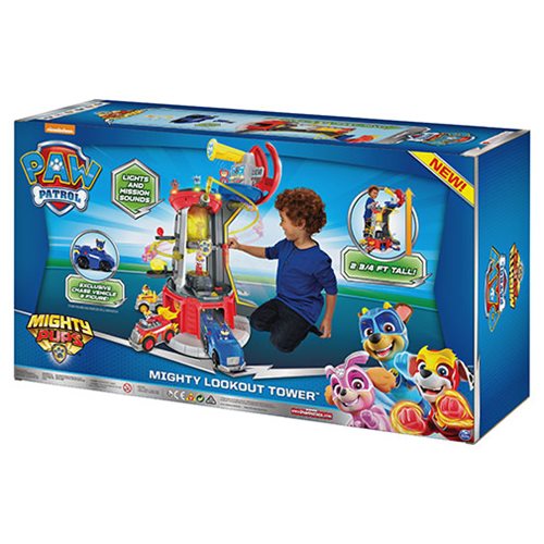 Mighty Pups Super PAWs Lookout Tower Playset With Lights And For 3 PAW Patrol 