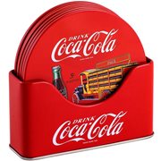 Coca-Cola Tin 6-Piece Coaster Set with Holder