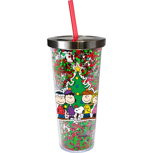 Peanuts Christmas 20 oz. Glitter Travel Cup with Straw