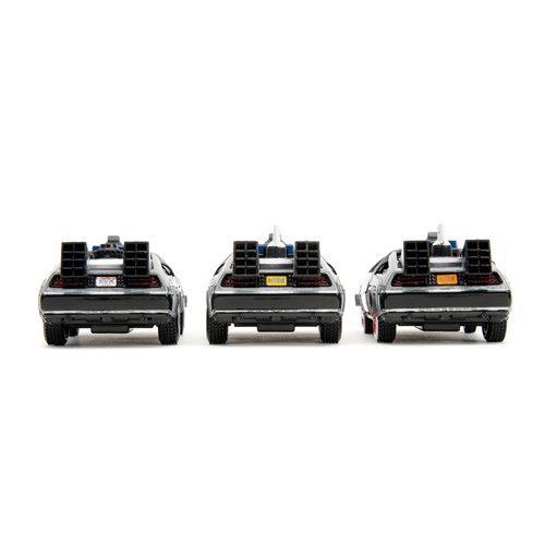 Hollywood Rides Back to the Future Time Machine 1:32 Die-Cast Metal Vehicle 3-Pack