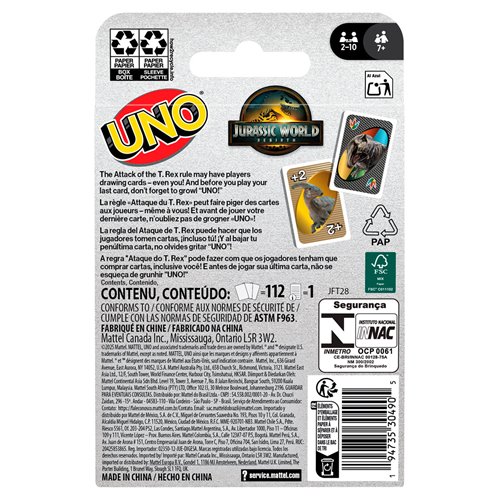 Uno Jurassic World 4 Card Game