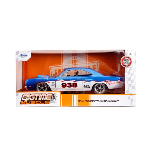 Bigtime Muscle 1970 Plymouth Roadrunner Candy Blue and White 1:24 Scale Die-Cast Metal Vehicle