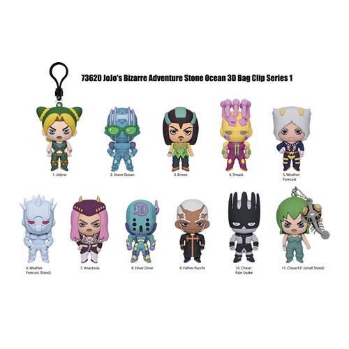 JoJos Bizarre Adventure: Stone Ocean 3D Foam Bag Clip Random 6-Pack