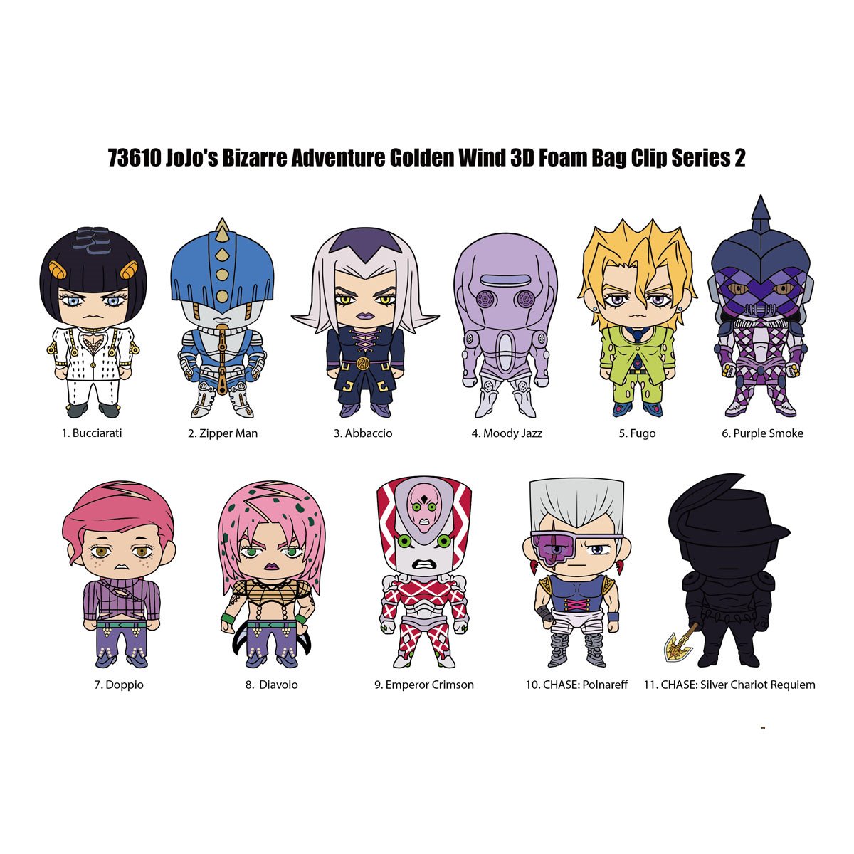 JoJos Bizarre Adventure: Golden Wind Series 2 3D Foam Bag Clip