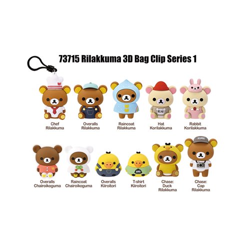 Rilakkuma 3D Foam Bag Clip Random 6-Pack