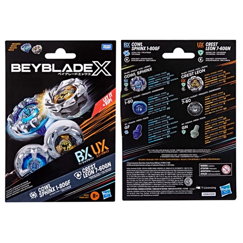 Beyblade X Cowl Sphinx 1-80GF BX & Crest Leon 7-60GN UX Dual Pack Set