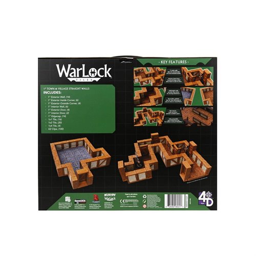 WarLock Tiles Expansion Pack 1-Inch Town and Village Straight Walls Accessory Pack